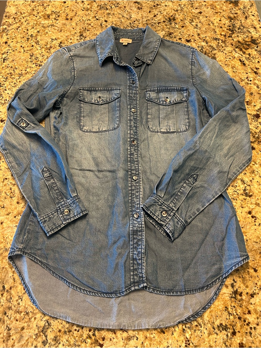 Cremieux Chambray Denim Button Down Shirt Small Western